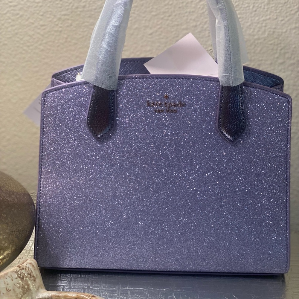 ❤️NWT $100 OFF KATE SPADE PURPLE GLITTER SATCHEL- BONUS FREE NWT KATE SPADE TOTE - Picture 5 of 6